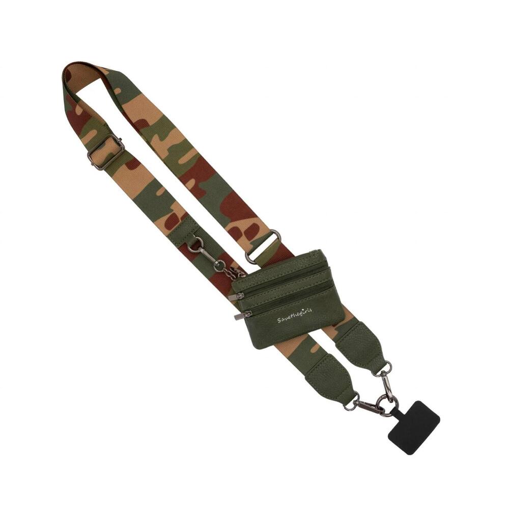 NEW SAVE THE GIRLS women's clip & go strap with pouch in camo